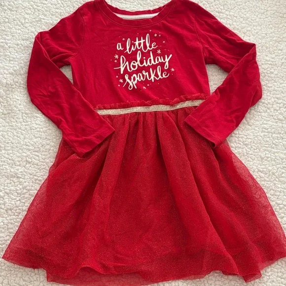 Cat & Jack holiday Sparkle Dress red size 6 - Picture 1 of 4